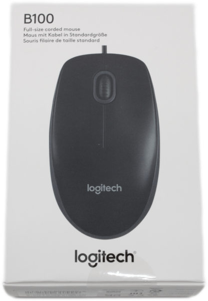 Logitech B100 Kabelgebundene Maus USB 3 Tasten für Links u. Rechtshänder Neu OVP