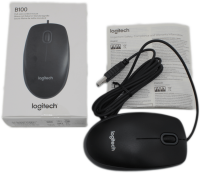 Logitech B100 Kabelgebundene Maus USB 3 Tasten für Links u. Rechtshänder Neu OVP